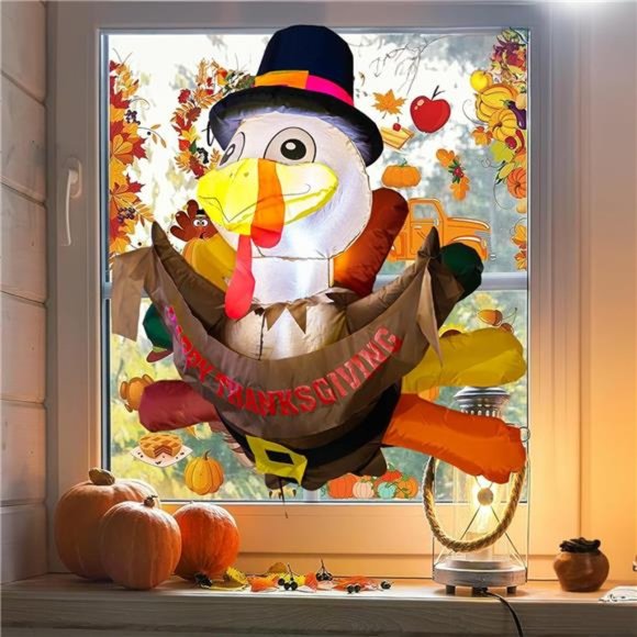 3.5 FT Thanksgiving Inflatable, Turkey Broke Out from...
